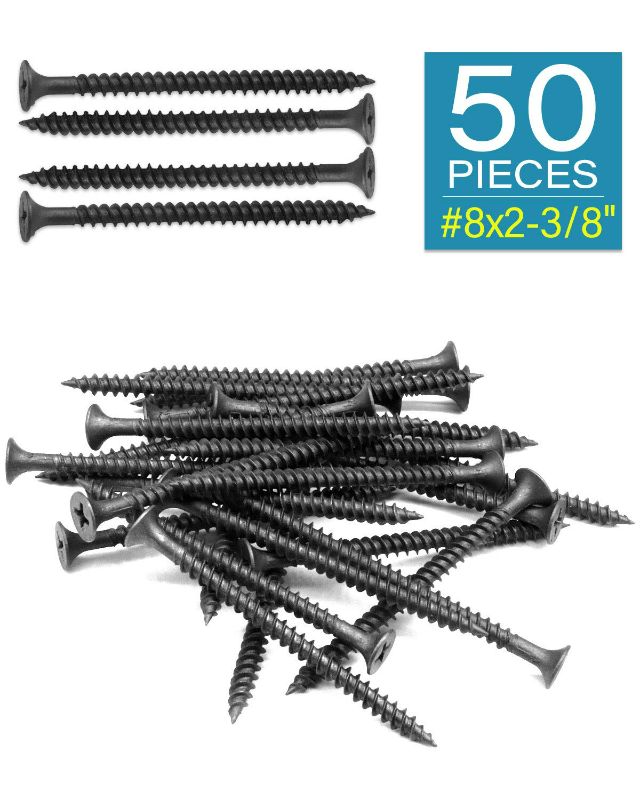 Photo 1 of IMScrews 50pcs #8 x 2-3/8" Flat Head Phillips Drywall Screws Fine Thread Sharp Point Wood Screw, Carbon Steel 1022A, Black Phosphate