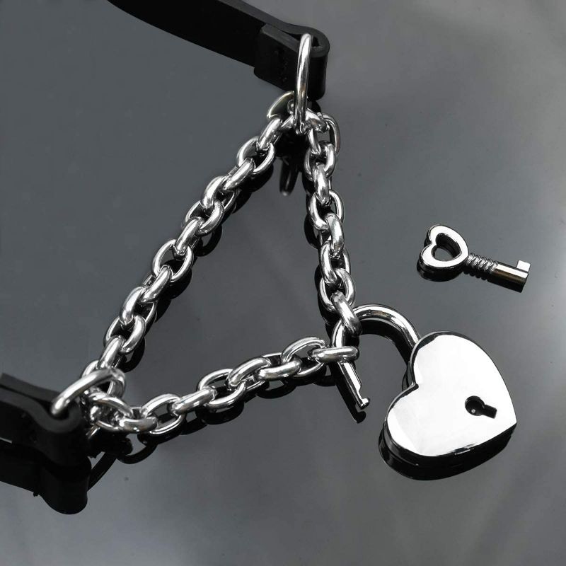 Photo 1 of (3 pack) Alona Magic Goth Choker Necklaces for Women, Black Choker and Heart Padlock Day Collar with Key, Black PU Leather Choker Collar for Women