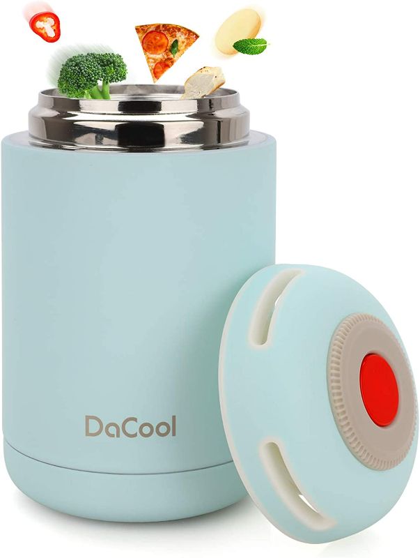 Photo 1 of DaCool Insulated Food Jar Vacuum Insulated Stainless Steel 16 oz Hot Food School Lunch Container for Kids Adult Office Leak Proof Keep Food Hot Cold Warm Container for Picnic Outdoors, BPA Free - Blue
