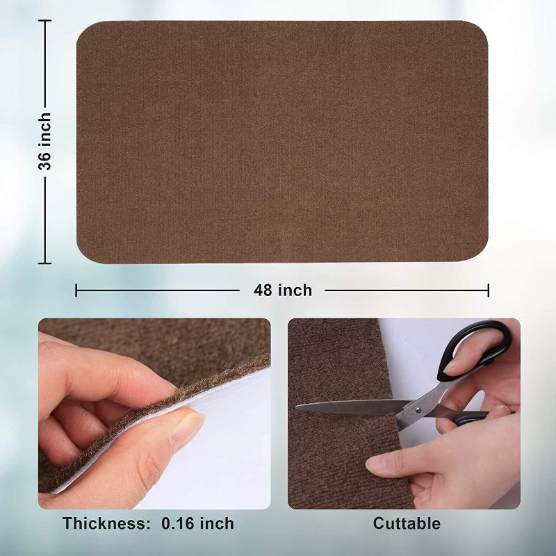 Photo 2 of DRPORONYN Office Hard Floor Chair Mats, Hardwood Tile Floor Carpet Desk Protector Mat Without Curling,Scratch for Rolling Chair Computer Desks (Brown, 48" x 36")