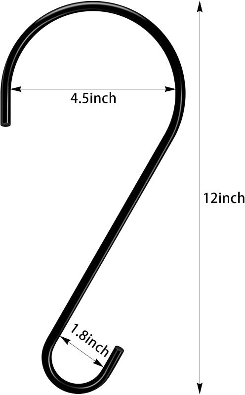 Photo 2 of FEED GARDEN 12 Inch Metal Tree Branch Hook, 1/5 Inch Diameter Rust Resistant Hanging Black S Shaped Hooks for Bird Feeders and Baths, Planters, Lanterns, Ornaments and More, 6 Pack