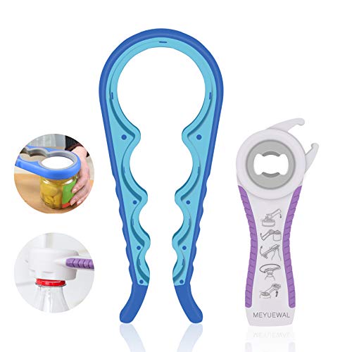 Photo 1 of Jar Opener, 5 in 1 Multi Function Can Opener Bottle Opener Kit with Silicone Handle Easy to Use for Children, Elderly and Arthritis Sufferers (Blue)