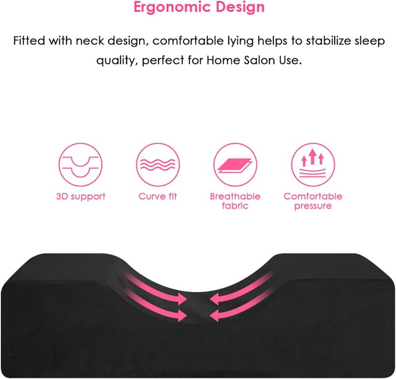 Photo 2 of EMVANV Eyelash Extension Pillow, Waterproof Neck U Shape Anti Slip Headrest Professional Eyelash Ergonomic Curve Pillow, Improve Sleeping Pillows, Neck Support Curve for Salon Home