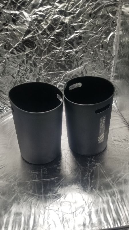 Photo 2 of 2 Pack Small Trash Can Round Plastic Wastebasket, Garbage Container Bin, 7.7"x10.2" (Black, 1.5 Gallons) Black 1.5 Gallons