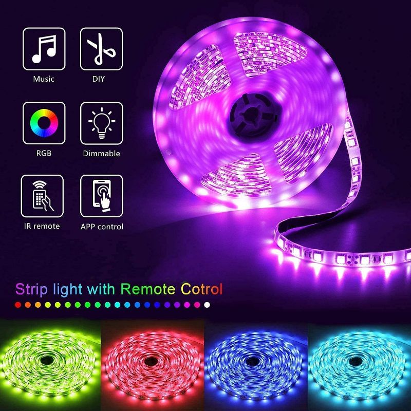 Photo 2 of Keepsmile 50ft Led Lights for Bedroom, APP Control Music Sync Color Changing Led Light Strips Led Strip Lights with Remote for Room Home Decoration