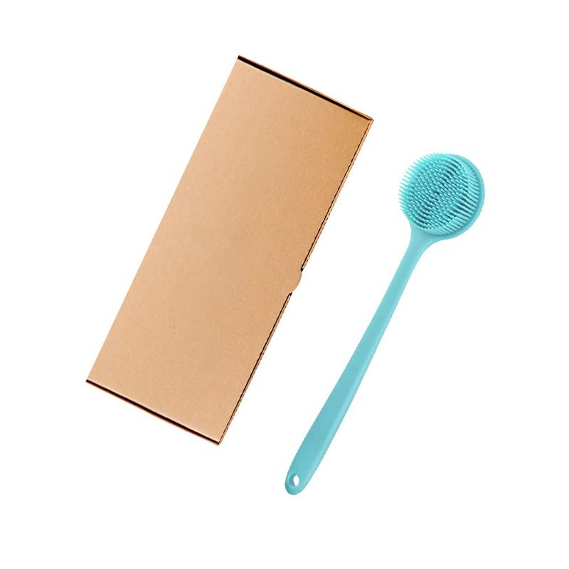 Photo 2 of Shower Brush Silicone Bath Body Brush - Back Scrubber for Shower Back Brush Long Handle for Shower Skin Exfoliating Brush Body with Soft Bristles Back Cleaning Washer for Men Women - Blue
