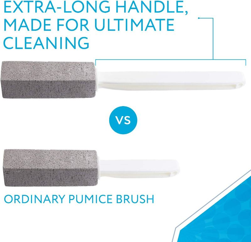 Photo 2 of [2 Pack] Pumice Stone Toilet Bowl Cleaner with Extra Long Handle - Limescale Remover - Pumice Toilet Brush - Also Cleans BBQ Grills, Tiles, Tile Grout, & Swimming Pools by Impresa
