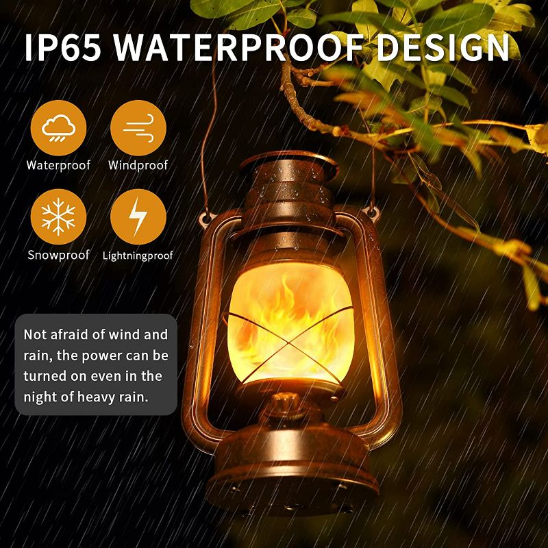 Photo 1 of 2 Pack Decorative Lanterns,Vintage Lanterns Battery Power LED Outdoor Waterproof, Hanging Operated Flickering Flame Lantern with Two Modes Lights for Garden Patio Deck Yard Path Decor