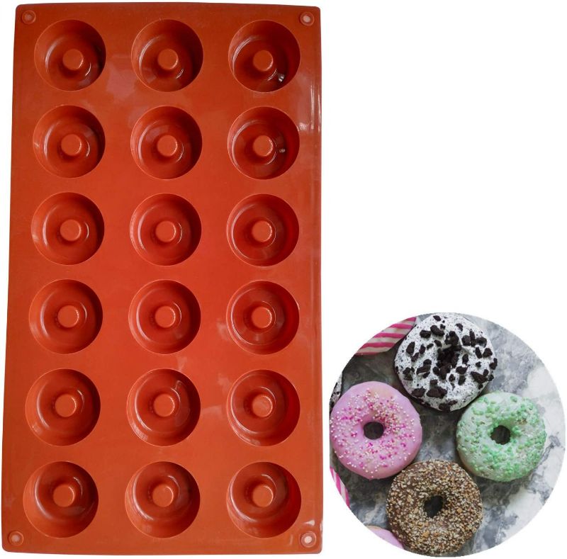 Photo 2 of 1 pcs 18 Cavity Silicone mini Donut Pan Muffin Cups Cake Baking Ring Biscuit Mold