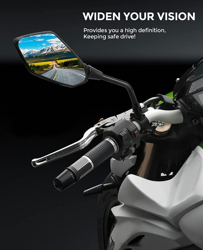 Photo 2 of KEMIMOTO Universal Motorcycle Mirrors, Convex Handlebar Rear View Side Mirror with M8 M10 Bolt, Compatible with Bike, Scooter, ATV, UTV, Dirt Bike and More
Color:Mirror