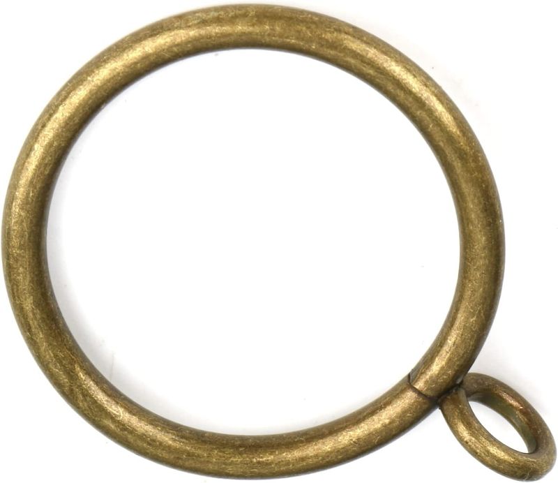 Photo 1 of 1 1/2-Inch Antique Brass Curtain Rings with Loop Eyelets 28pcs