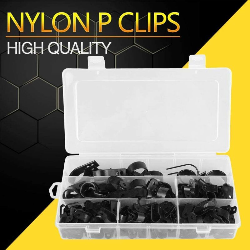 Photo 7 of Cable Clamp 200 Pcs Black Nylon Plastic R-Type Cable Clamps 3/16" 1/4" 3/8" 1/2" 3/4" 1" Clips Fasteners Assortment for Cable Conduit

