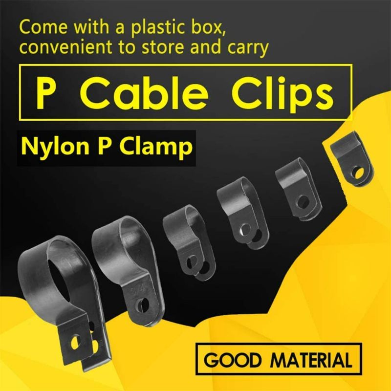 Photo 6 of Cable Clamp 200 Pcs Black Nylon Plastic R-Type Cable Clamps 3/16" 1/4" 3/8" 1/2" 3/4" 1" Clips Fasteners Assortment for Cable Conduit
