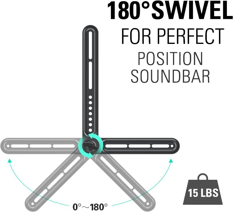 Photo 3 of Mounting Dream Soundbar Mount Sound Bar TV Bracket for Mounting Above or Under TV Fits Most of Sound Bars Up to 15 Lbs, with Detachable Long Extension Plates MD5420
