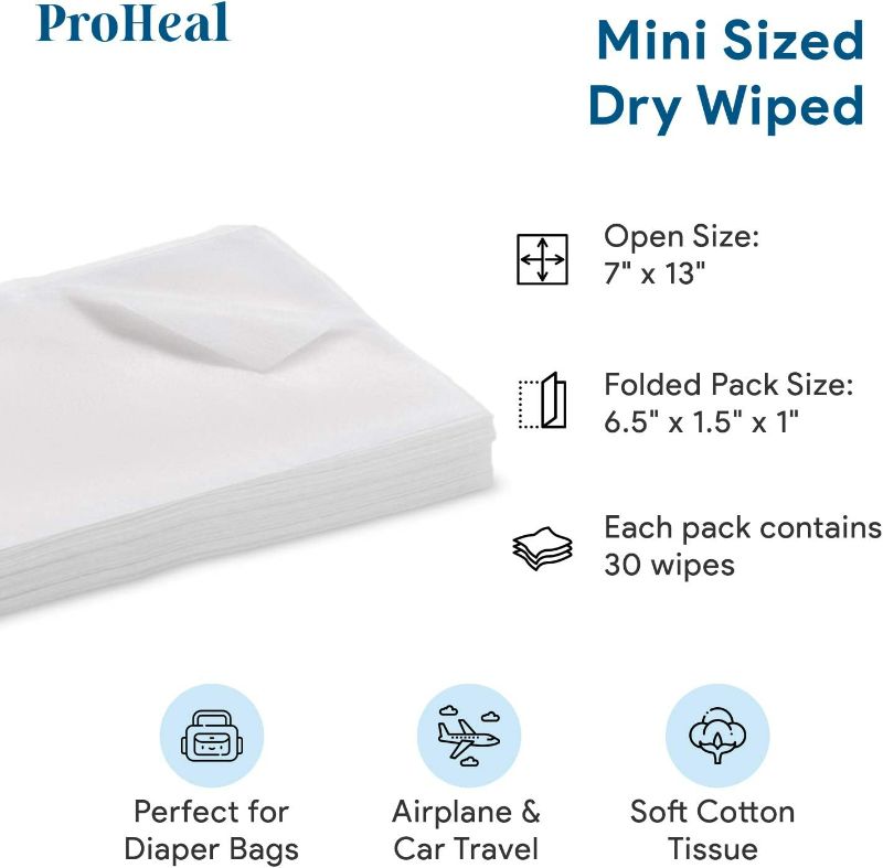 Photo 2 of Disposable Dry Wipes for Baby and Adults, 150 Count (5 Pack) - Ultra Soft Cotton Tissue Washcloths - 7" x 13" Travel Size - Non-Moistened Cleansing Cloths for Adults, Incontinence, Baby, Body and Face 150 Count (Pack of 5)