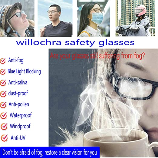 Photo 2 of 2Pack Anti-Fog Safety Glasses Side Shields Protection Blue Light Blocking Glasses Comfortable Clear Lab Goggles
