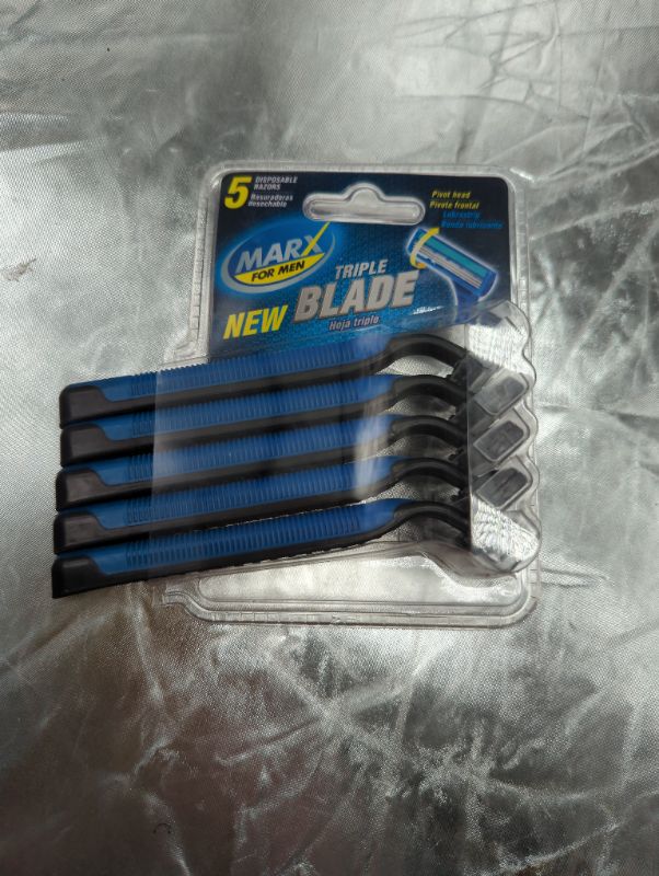 Photo 2 of 5 Triple Blade Disposable Razors for Men, 8 Pack - 40 Disposable Razors
