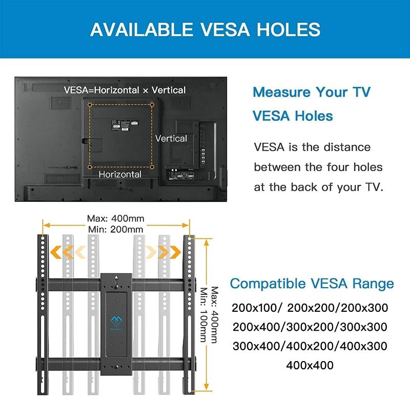 Photo 5 of Corner TV Wall Mount Bracket Tilts, Swivels, Extends, Full Motion Articulating TV Mount for 26-60 inch LED, LCD Flat Curved Screen TVs, Holds up to 99 lbs, VESA 400x400, Heavy Duty TV Bracket PSCMF1
