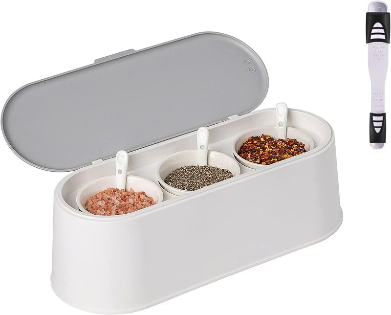 Photo 1 of Seasoning Containers Every Set Includes 3 Cute Jars, 3 Spoons & 1 Stylish Rack These Salt and Pepper Bowls Spice Containers Salt Cellar are Great For Spices, Condiments, Sugar, Salt & Pepper
