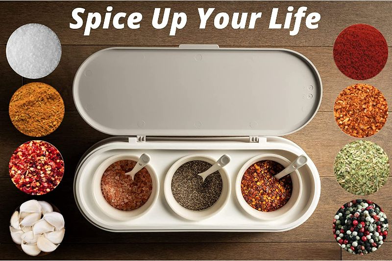 Photo 2 of Seasoning Containers Every Set Includes 3 Cute Jars, 3 Spoons & 1 Stylish Rack These Salt and Pepper Bowls Spice Containers Salt Cellar are Great For Spices, Condiments, Sugar, Salt & Pepper
