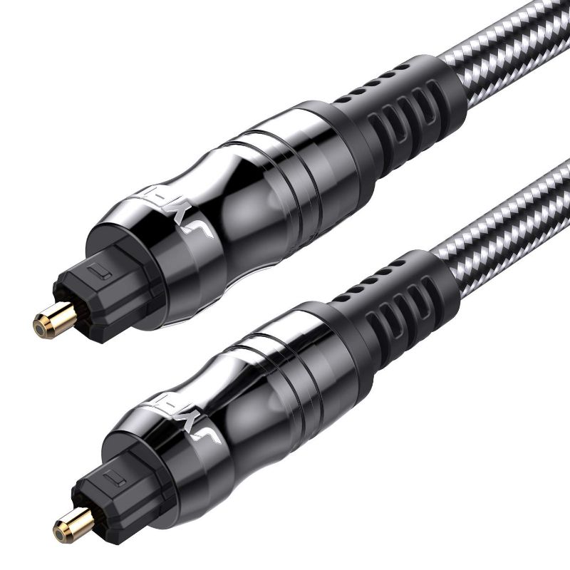Photo 1 of JYFT Digital Optical Audio Toslink Cable 50FT, S/PDIF Port, 24K Gold Plated Connectors, for Home Theater, Sound Bar, TV, PS4, Xbox, Playstation, 1Pack
