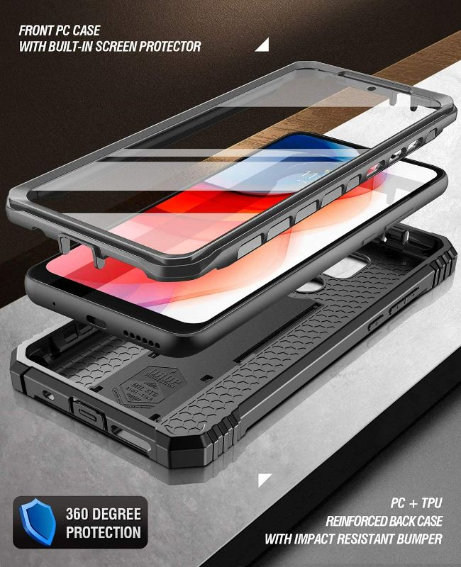 Photo 3 of Poetic Revolution Series Case for Moto G Play (2021), Full-Body Rugged Dual-Layer Shockproof Protective Cover with Kickstand and Built-in-Screen Protector,...
