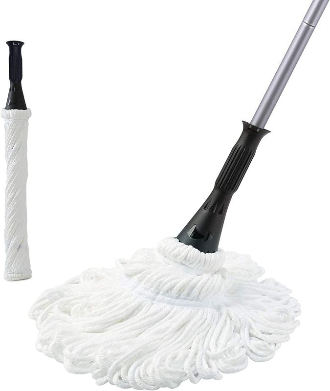 Photo 1 of Eyliden Mop with 2 Reusable Heads, Easy Wringing Twist Mop, with 57.5 inch Long Handle, Wet Mops for Floor Cleaning, Commercial Household Clean Hardwood, Vinyl, Tile, and More
