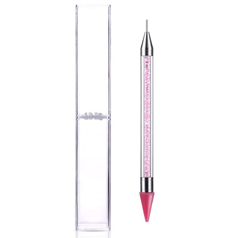 Photo 1 of Onwon Dual-Ended Nail Rhinestone Picker Wax Tip Pencil Pick Up Applicator Dual Tips Dotting Pen Beads Gems Crystals Studs Picker with Acrylic Handle Manicure Nail Art Tool (Pink) - 
2 Pack