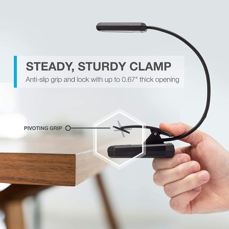 Photo 3 of Vont Book Light, Reading Light, Rechargeable Book Light for Reading in Bed, (60 Hours) Eye Protection LEDs Reading Lamp, Clip On Light, Clamp Light, Bed Lamp, 3 Modes, Warm White Light (Black)
