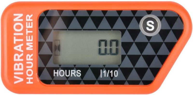 Photo 1 of Runleader Digital Self Powered Wireless Hour Meter,Vibration Activated,Resettable Job Timer, User Lock Shutdown for Generator Marine ATV Lawn Mower Motor(Orange)
