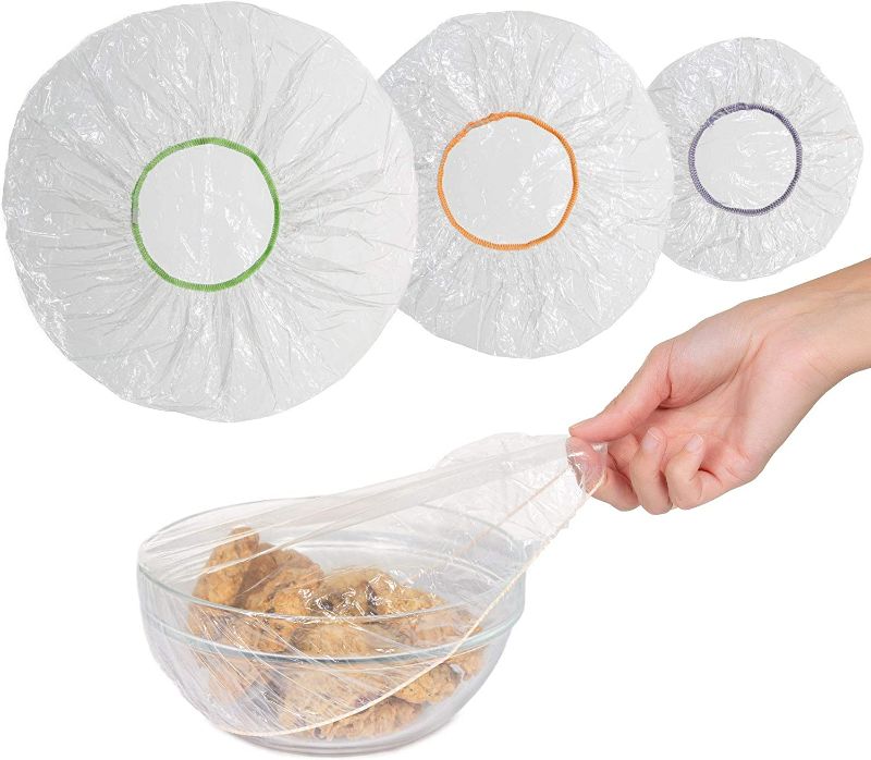 Photo 1 of Kitchen Strong 100 Reusable Bowl Covers - Food Cover Stretch Edging, Stretchable Plastic Wrap, Elastic Storage Wraps for Storage Containers – Available in 3 Sizes
