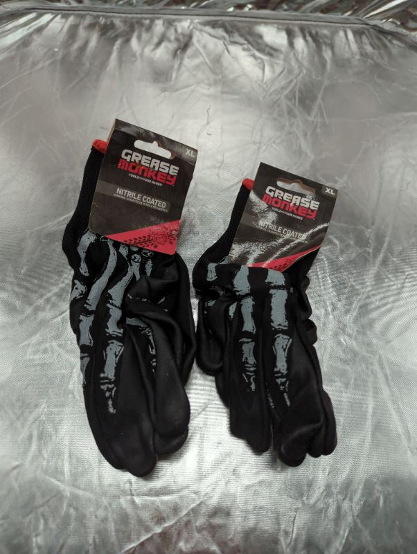Photo 2 of Grease Monkey Bone Series Foam Nitrile Mechanic Gloves with Grip X-Large 2 Pack