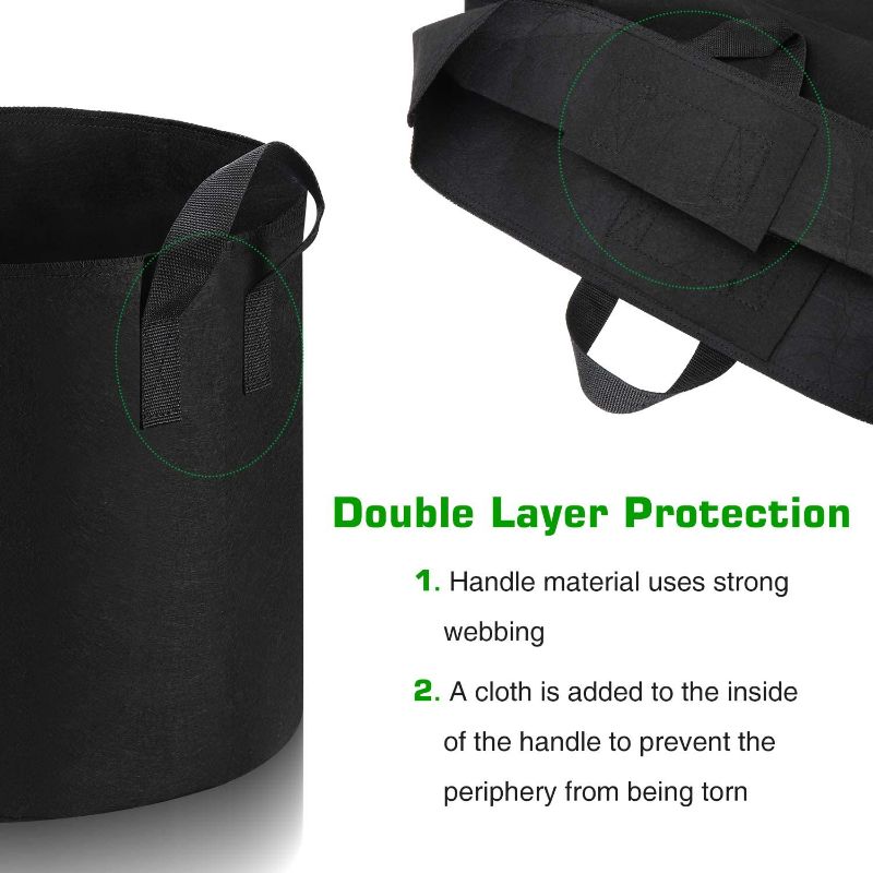 Photo 3 of DecorLife 12-Pack 10 Gallon Grow Bags Heavy Duty Thickened Nonwoven Fabric Pots with Durable Handles