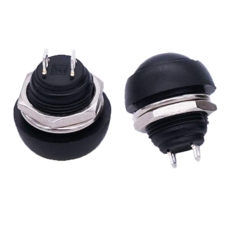 Photo 2 of Twidec/6Pcs 12mm 1/2" Mounting Hole On Off Mini Round Waterproof Momentary Push Button Switch Black PBS-33B-BK - 2 Packs
