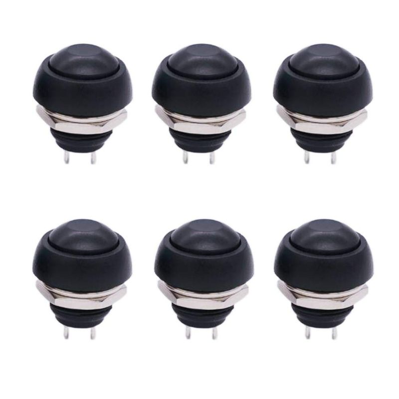 Photo 1 of Twidec/6Pcs 12mm 1/2" Mounting Hole On Off Mini Round Waterproof Momentary Push Button Switch Black PBS-33B-BK - 2 Packs
