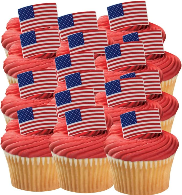 Photo 1 of 24pack American Flag July 4th Memorial Veteran Day Cupcake / Desert / Food Decoration Topper Rings

