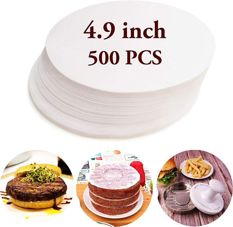 Photo 1 of Meykers Wax Patty Paper Sheets for 5 Inches Burger Press - 500 Pcs Round hamburger patty paper to Separate Frozen Pressed Patties - Circle Burger Paper for Easy Release from Patty Maker Mold
