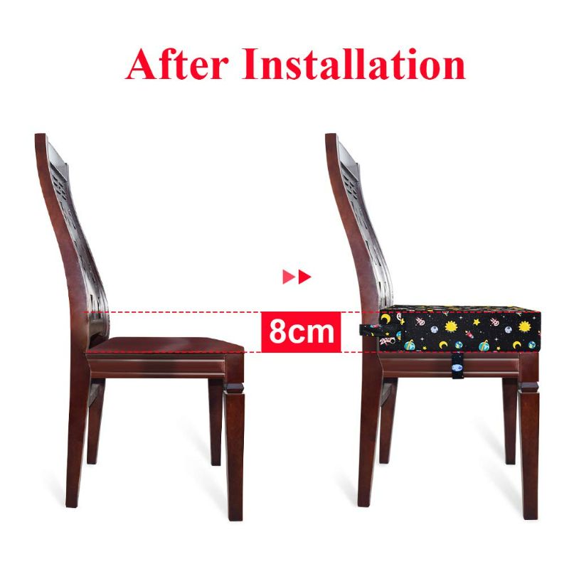 Photo 4 of Sunmall Dining Chair Heightening Cushion Portable Dismountable Adjustable Highchair Booster for Baby Toddler Kids Infant Washable Thick Chair Seat Pad Mat (Black Star)

