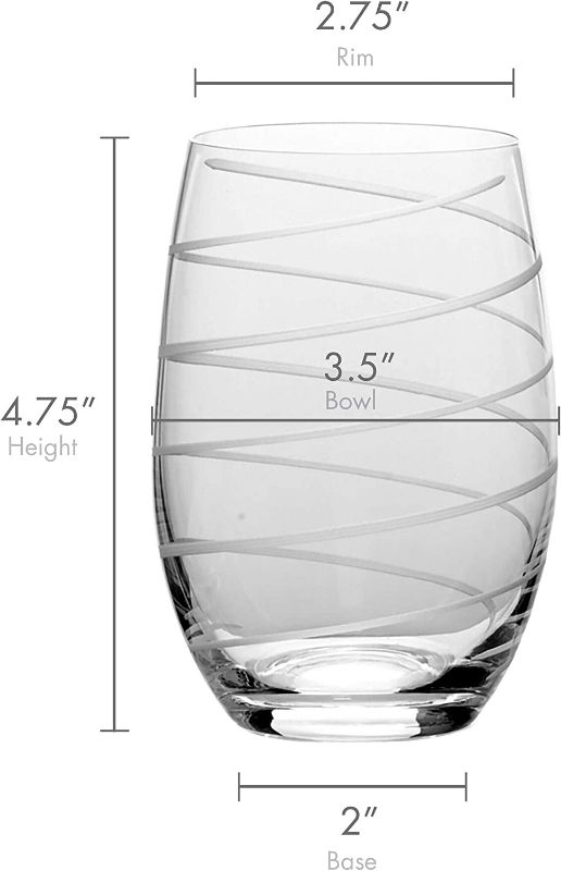 Photo 2 of Mikasa Cheers Stemless Wine Glass, 17-Ounce, Set of 4, Clear & Double Old Fashioned Glass, Clear, Set of 4 Stemless Wine Glass + Glass, Clear Clear
