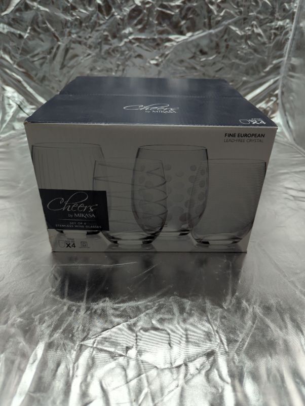 Photo 4 of Mikasa Cheers Stemless Wine Glass, 17-Ounce, Set of 4, Clear & Double Old Fashioned Glass, Clear, Set of 4 Stemless Wine Glass + Glass, Clear Clear