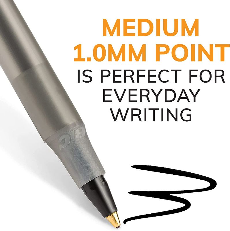Photo 3 of Bic Round Stic Xtra Life Ballpoint Pen, Medium Point (1.0mm), Black, 144-Count