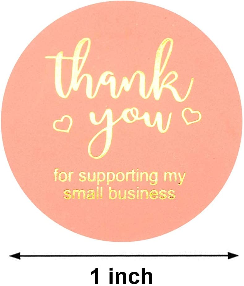 Photo 3 of NSWDYLO Thank You Stickers Roll of 500pcs 1” Pink Thank You Seal Stickers Perfect for Business and Boutique Packages Envelope Seals Thanksgiving Holiday Gifts Wedding Party Giveaways Thank You Labels - 2 Pack