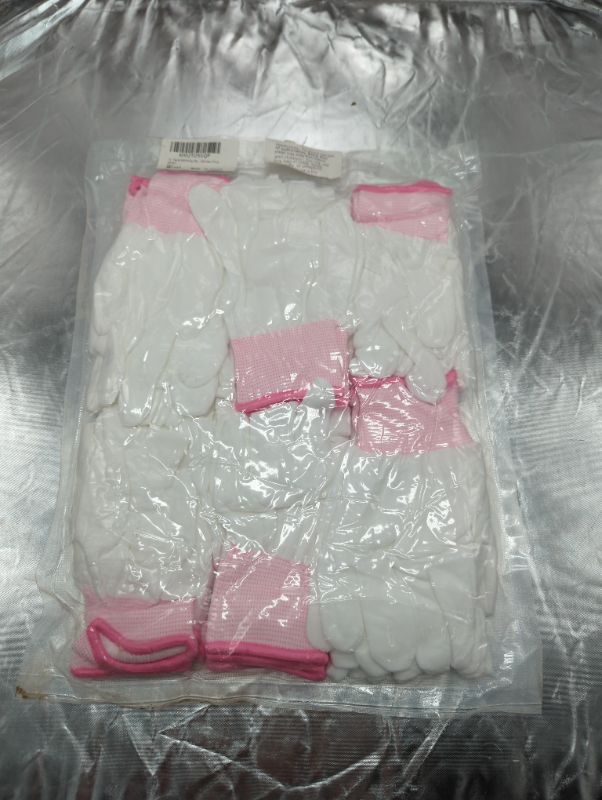 Photo 2 of 12 Pack Pairs Working Gloves Lightweight Pink/White Size Small