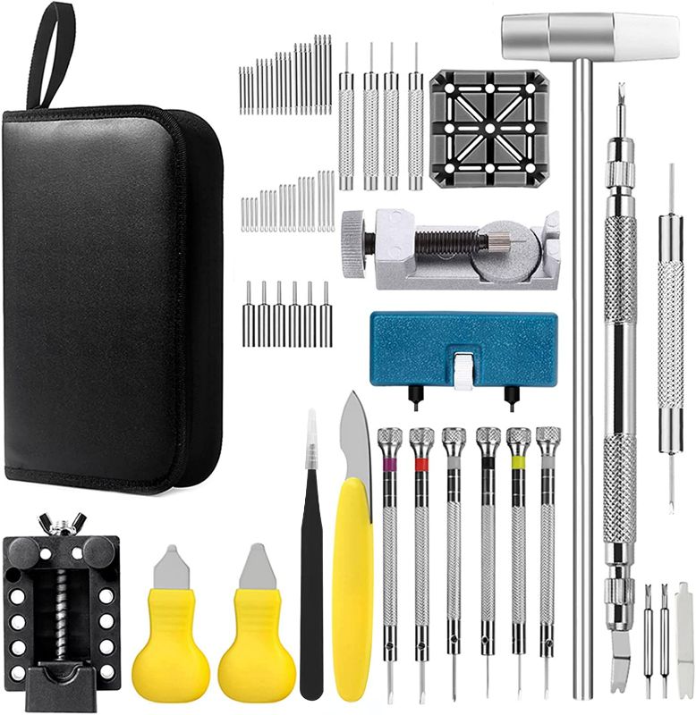 Photo 1 of Watch Repair Kit, Professional Watch Band Link Removal Tool, Watch Battery Replacement Tools, Spring Bar Tool Set with Carrying Case
