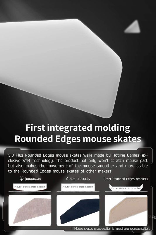 Photo 2 of 2Sets Hotline Games 3.0 Plus Rounded Curved Edges Mouse Feet Skates Compatible with Razer Viper Mini Gaming Mouse feet Replacement,Professional Mice Upgrade Kit
