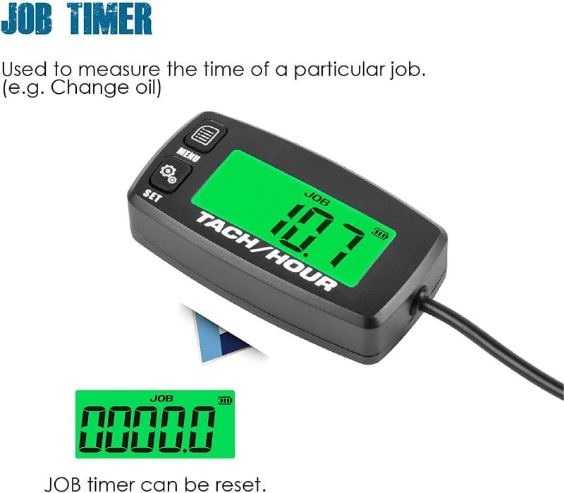 Photo 3 of Runleader Digital Maintenance Tach/Hour Meter,Battery Replacement for Small Gas Engine,Used on Riding Lawn Tractor Generator Compressor Chainsaws Outboard Motor Pressure Washers
