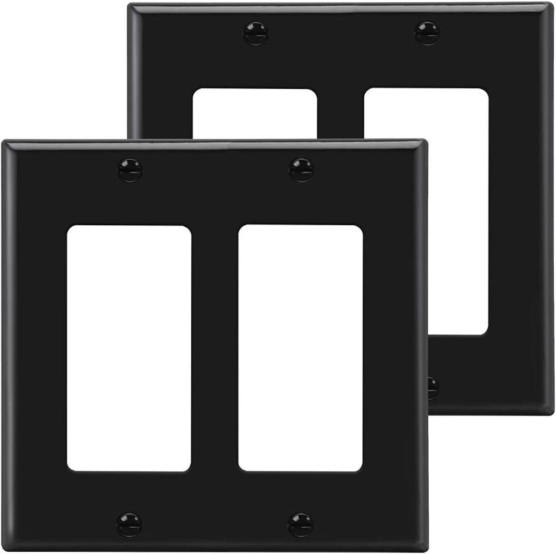 Photo 1 of [4 Pack] BESTTEN 2-per pack, Gang Black Wall Plate, Decor Outlet Cover, Standard Size, H4.53” x W4.57”, Unbreakable Polycarbonate Decorator Switch Plate, BLACK
