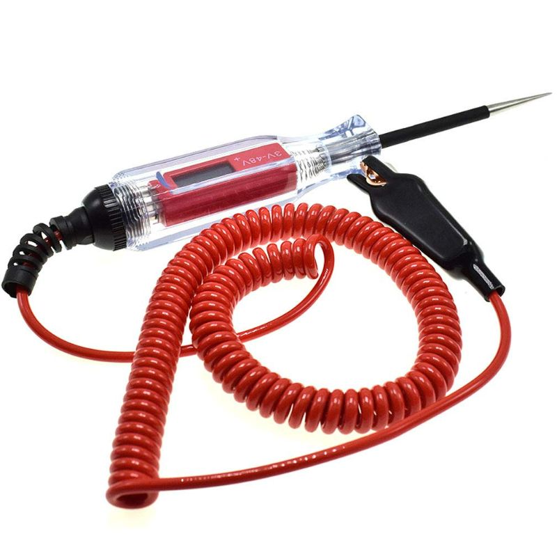 Photo 1 of 3-48V Digital LCD Circuit Tester, Heavy Duty 3-48V Backlit Digital LCD Circuit Tester for Car Truck Low Voltage & Light Test, Automotive Circuit Tester with 140 Inch Extended Spring Wire
