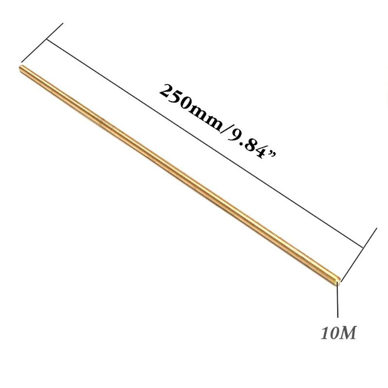 Photo 2 of Quickun Brass Fully Thread Rod, Long Threaded Screw, M10-1.5 Thread Pitch, 250mm Length (Pack of 2)
