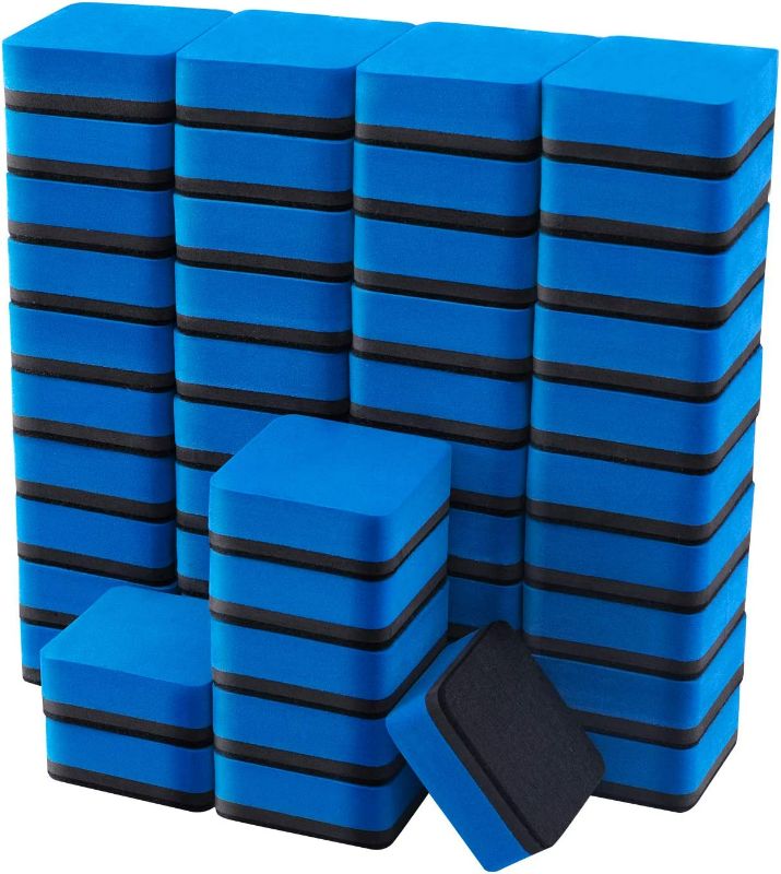 Photo 1 of Favourde 48 Pack Magnetic Whiteboard Dry Eraser Chalkboard Cleansers for Classroom, Home and Office (Blue)
